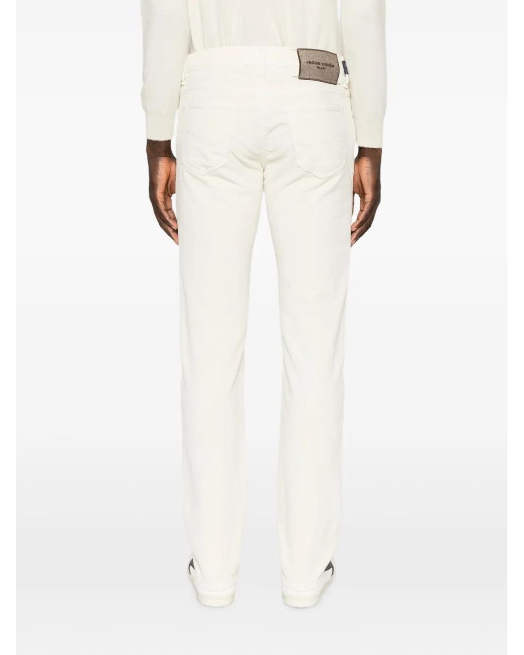 Jacob Cohen White Bard Logo-Patch Straight-Leg Trousers for men