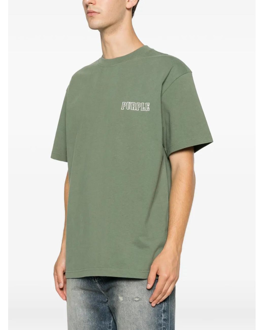 Purple Brand Green Logo-Print Jersey T-Shirt for men