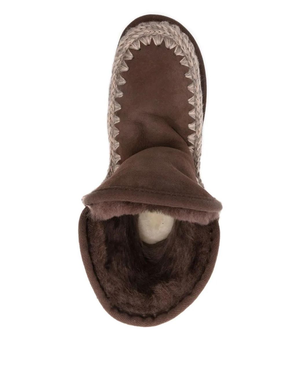Mou Brown Braided-Trim Platform Boots
