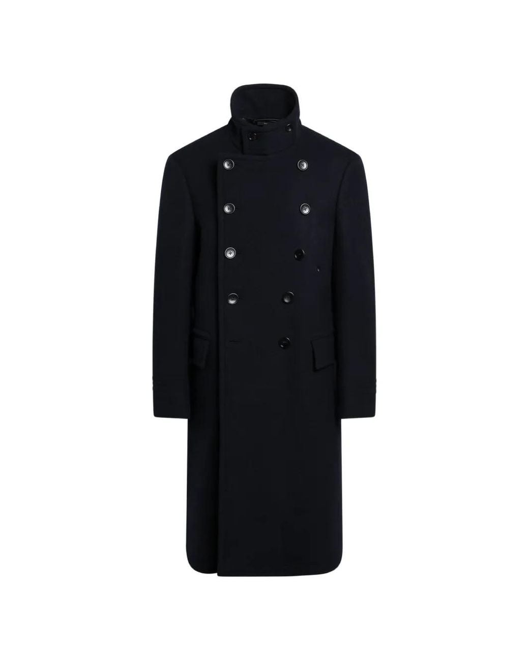 Tom Ford Black Double-Breasted Wool Coat for men