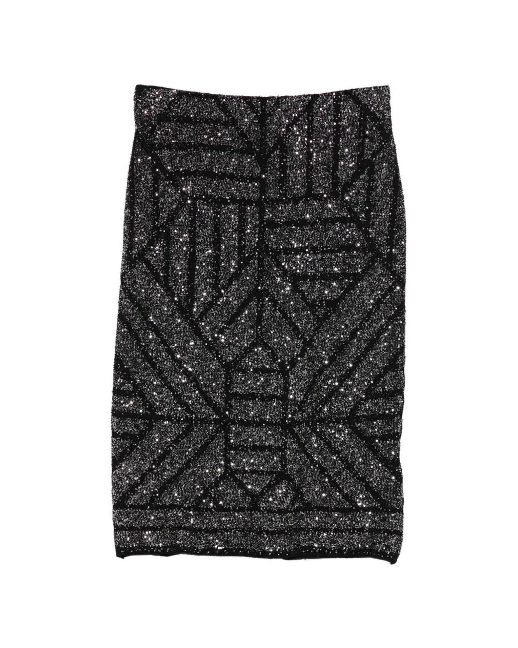 Circus Hotel Black Geometric Sequin Skirt