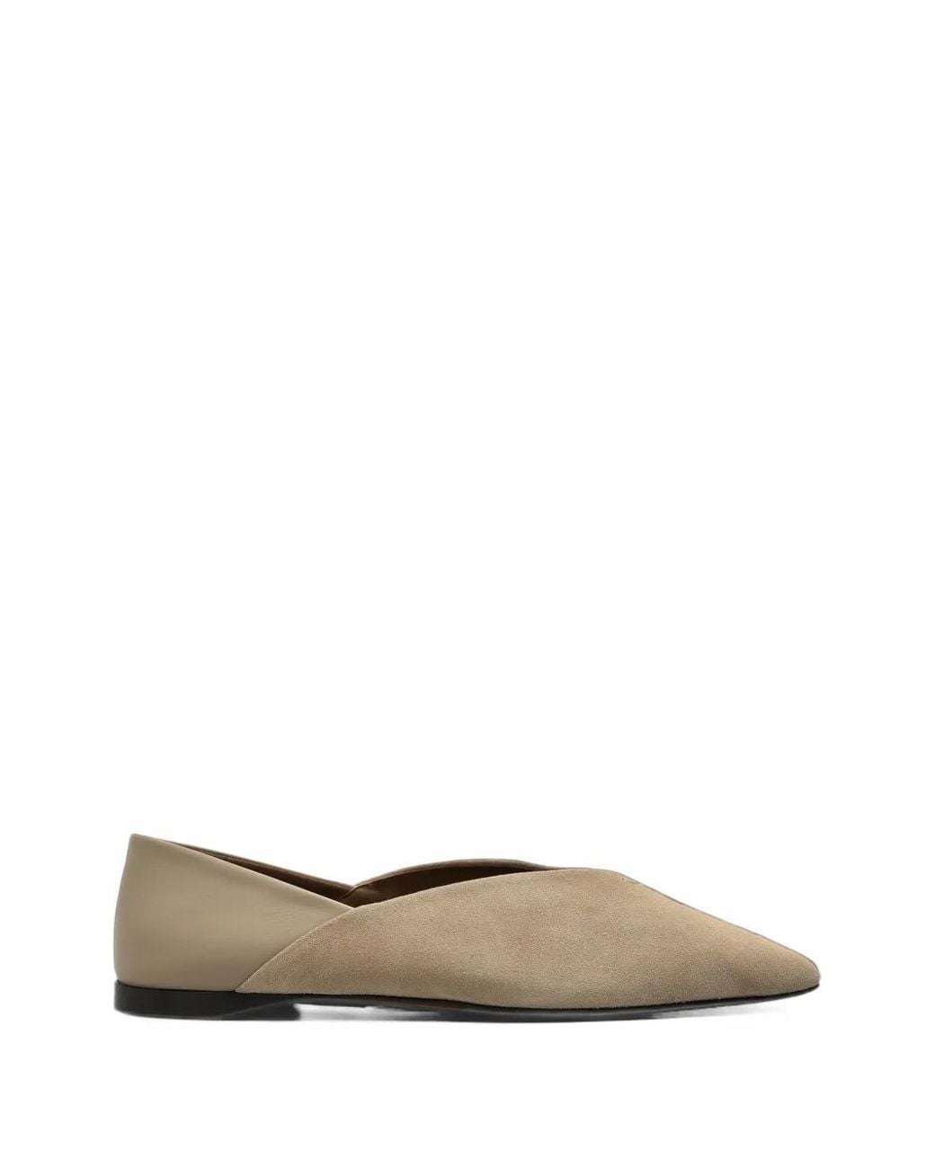 Max Mara White Split Leather And Nappa Leather Ballet Flats