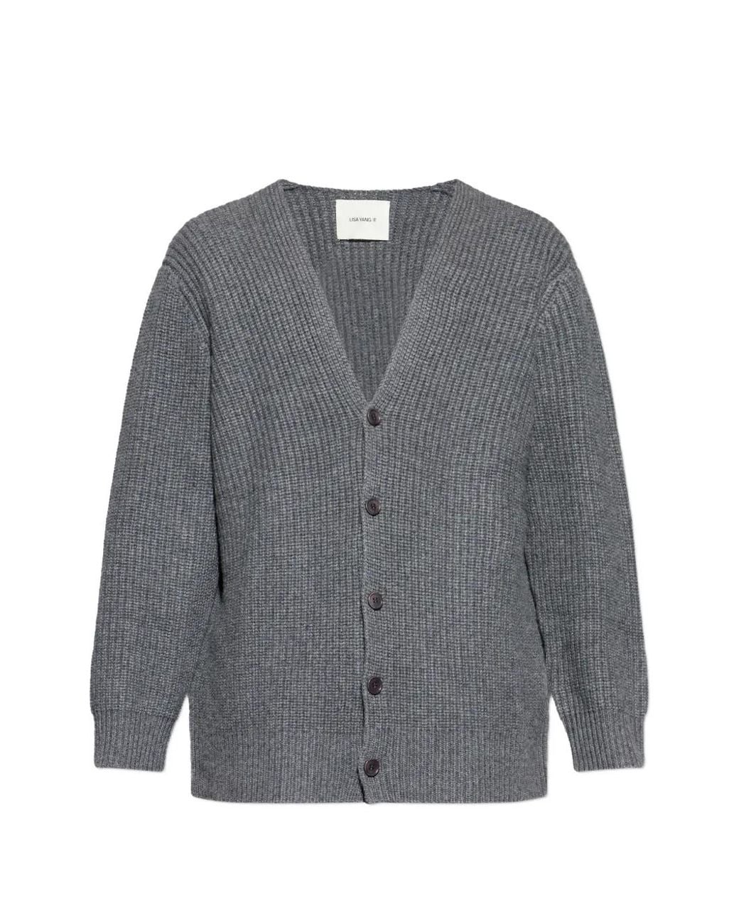 Lisa Yang Gray Leander Ribbed Button Cardigan for men
