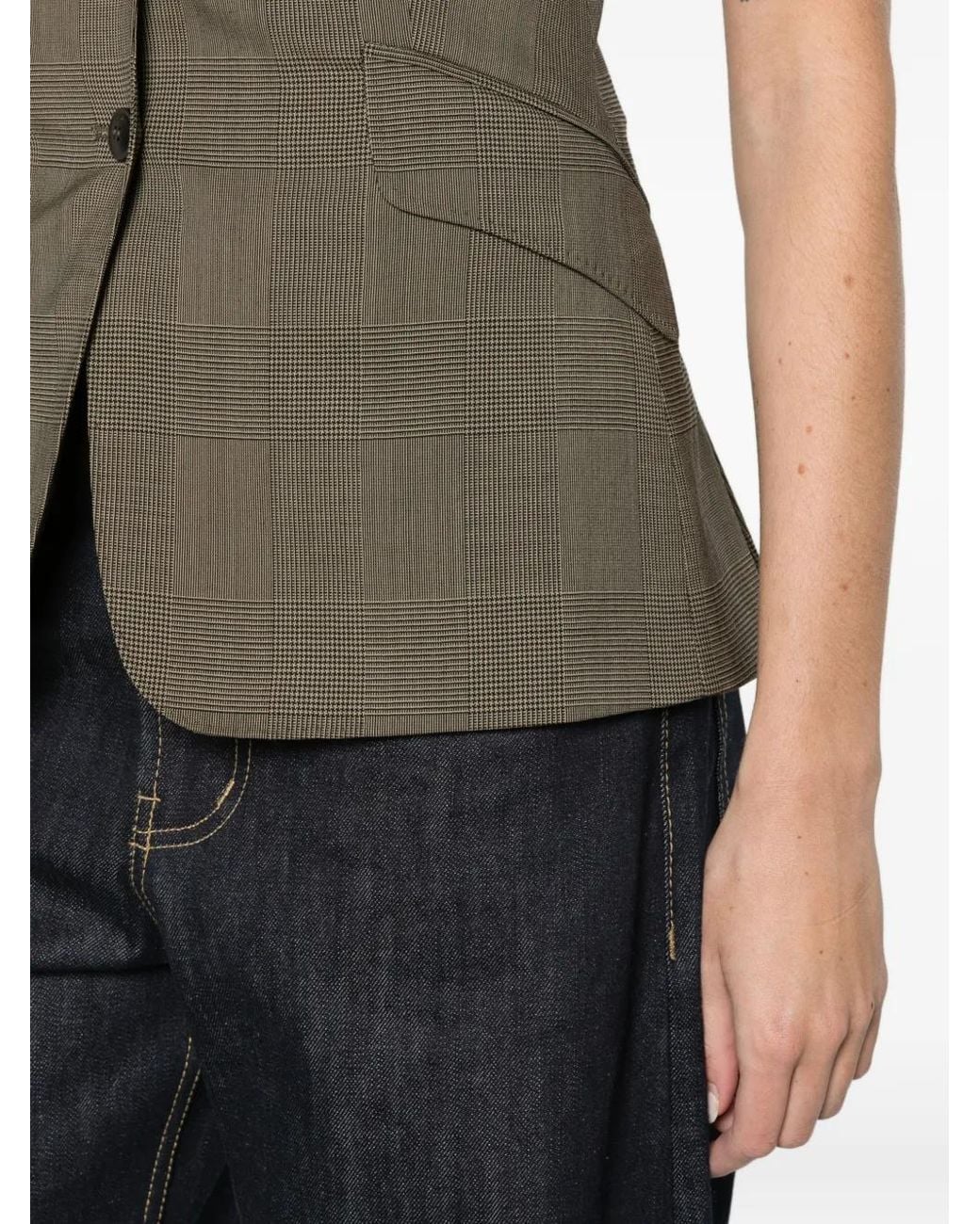 Max Mara Green Glen Plaid Wool Gilet