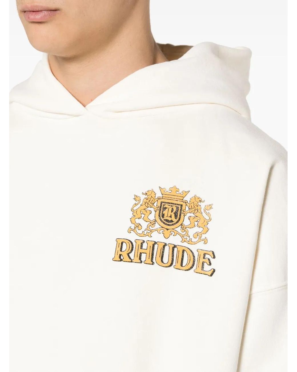 Rhude White Cresta Cigar Cotton Hoodie for men