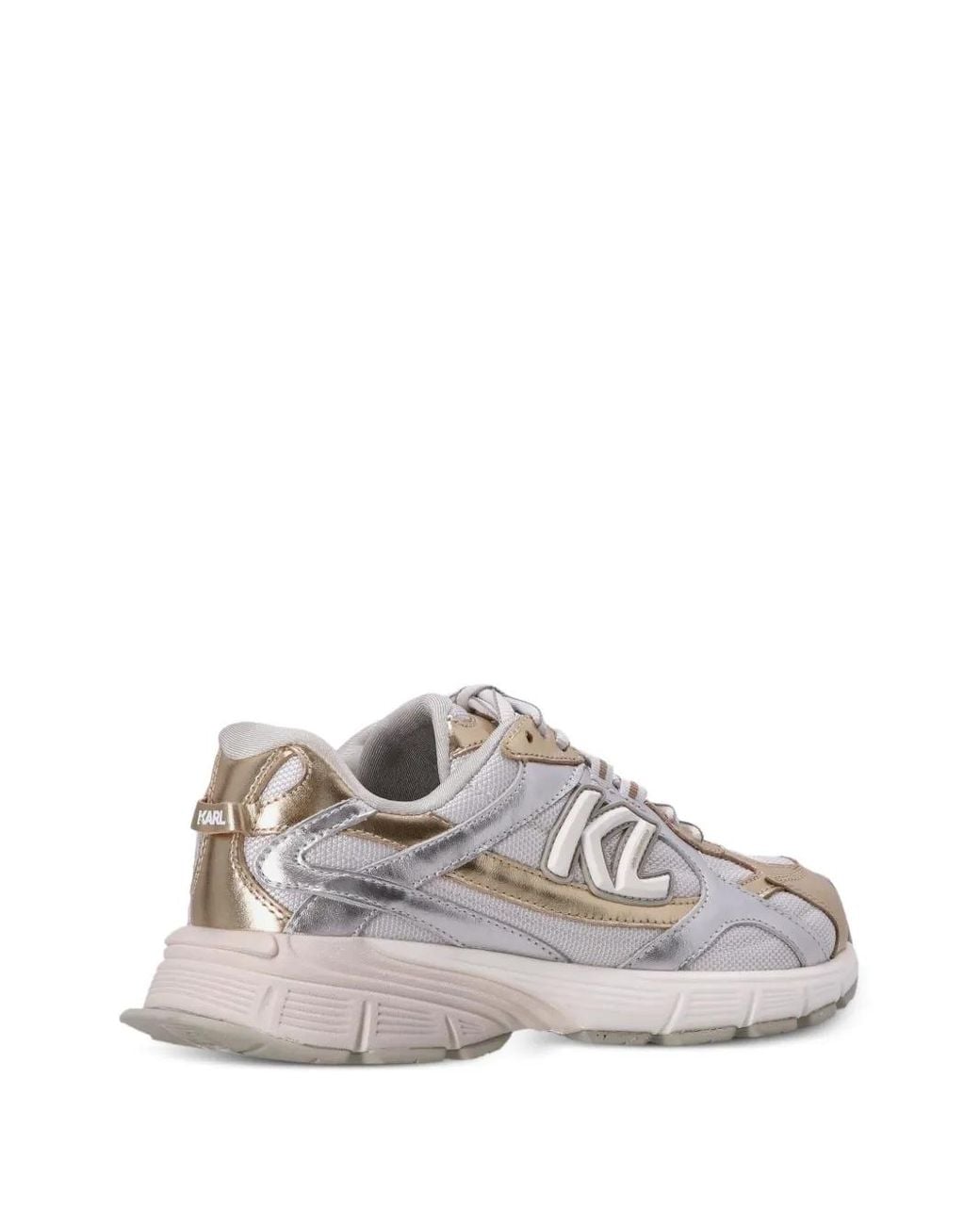 Karl Lagerfeld White Orion Metallic-Effect Panelled Low-Top Sneakers