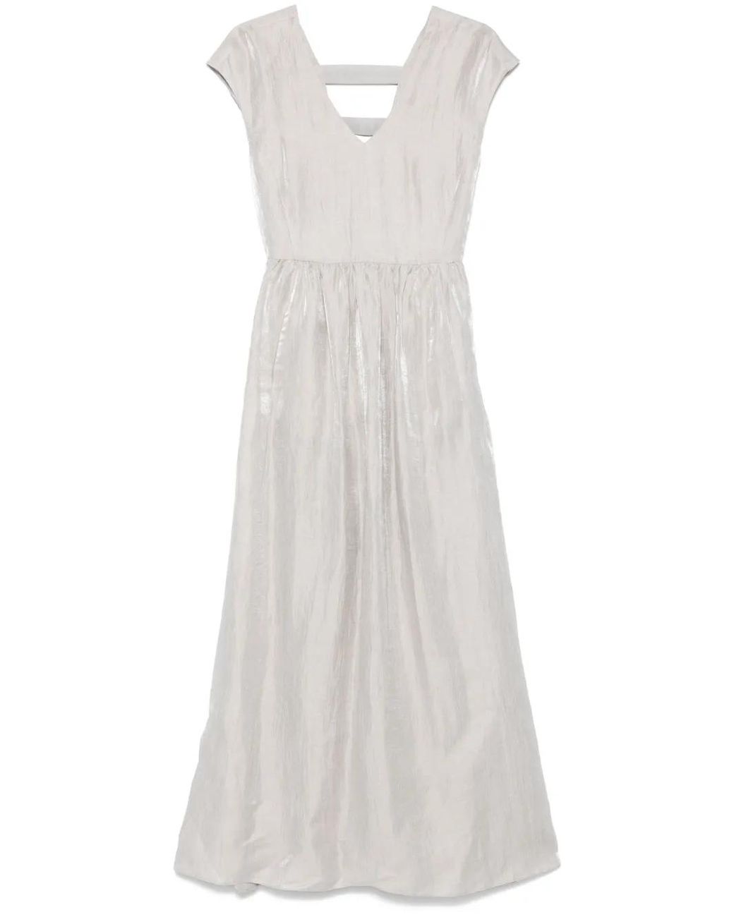 Emporio Armani Gray Linen V-Neck Long Dress