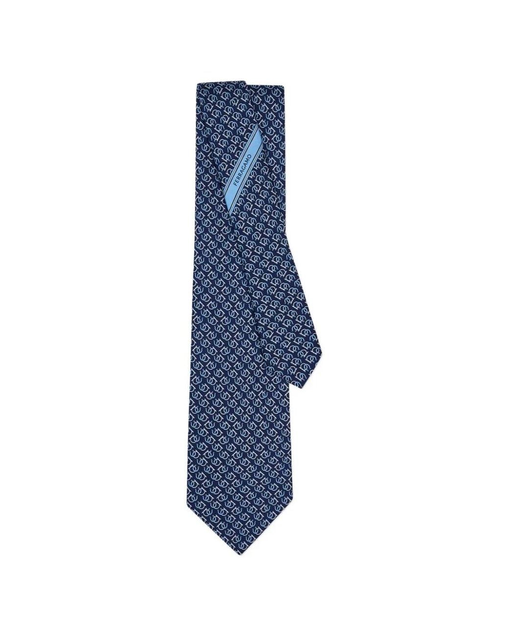 Ferragamo Blue Good Luck Print Silk Tie for men