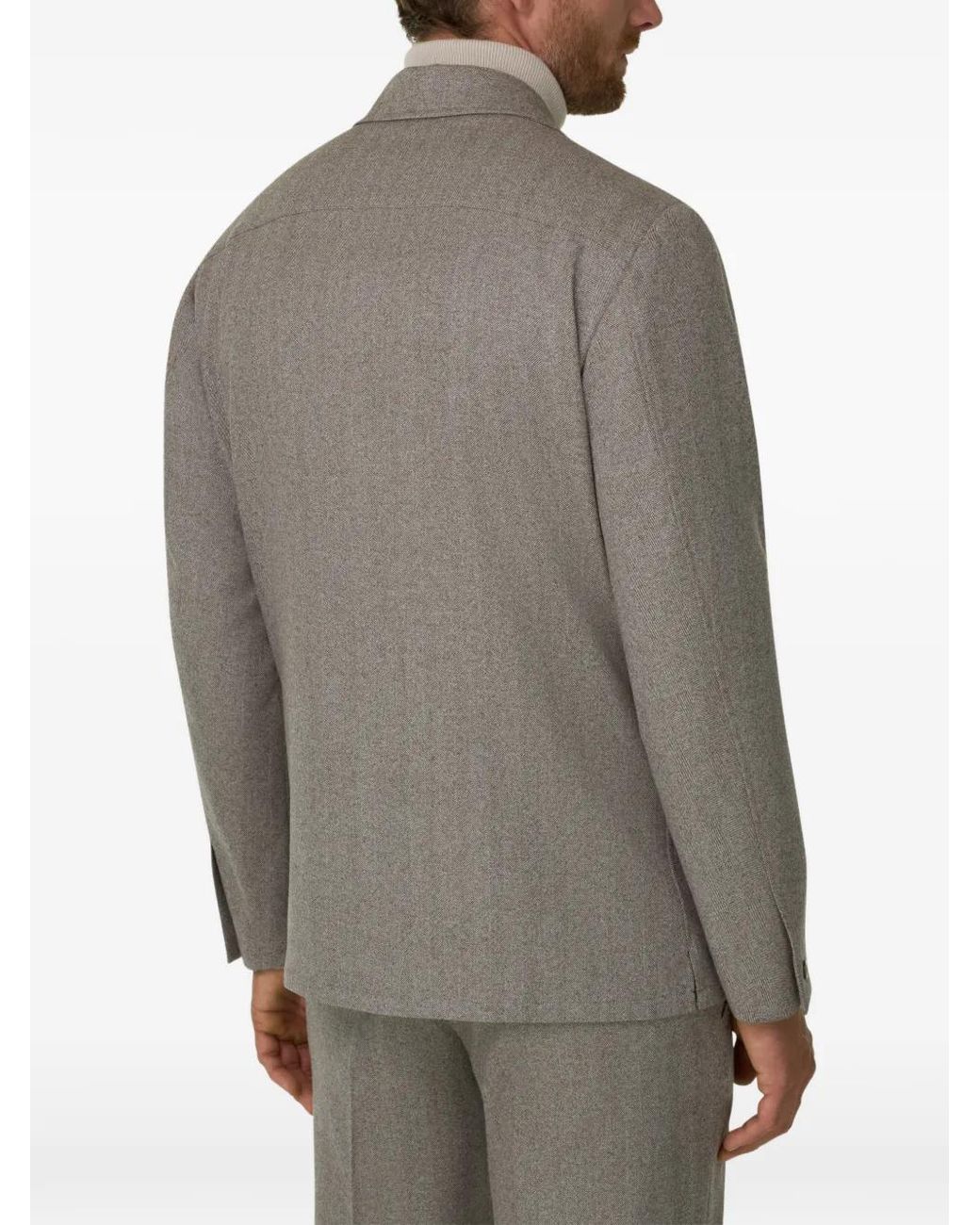 Boggi Gray Shacket Herringbone Wool for men