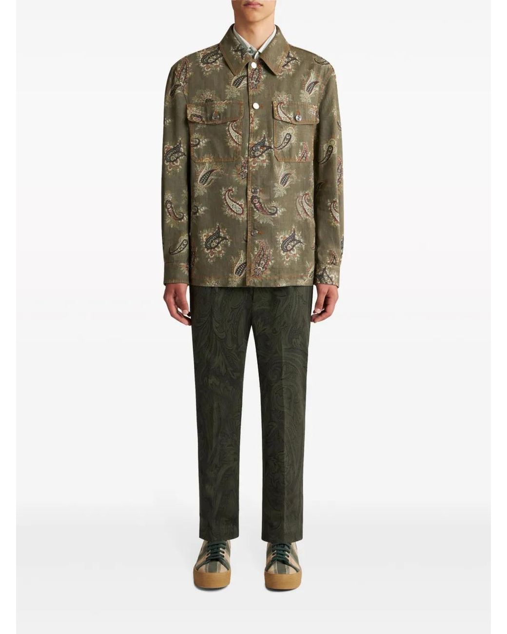 Etro Green Jacquard Cotton Jacket for men