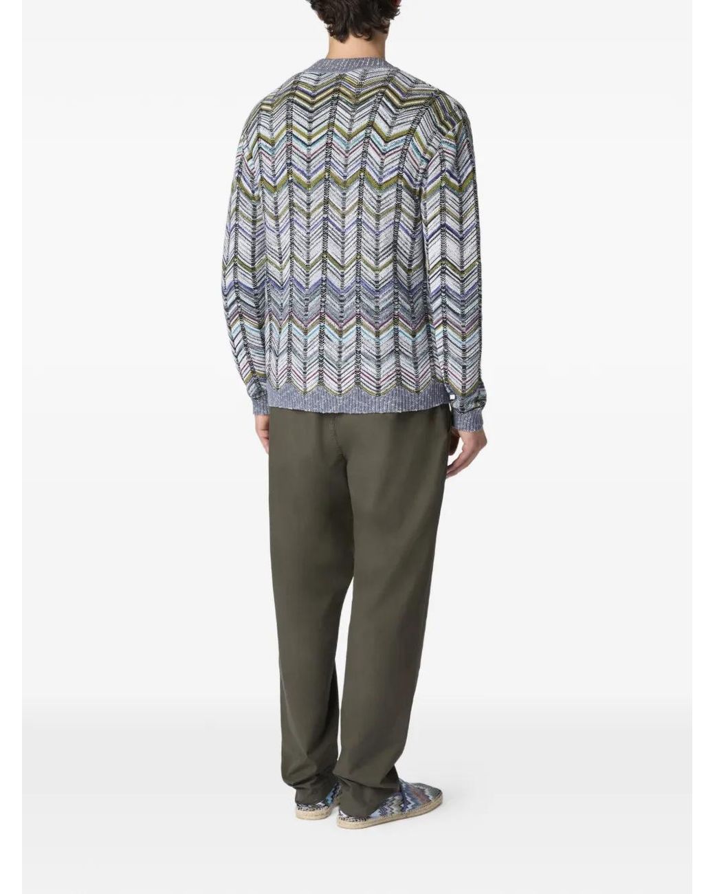 Missoni Gray Chevron-Pattern Cardigan for men