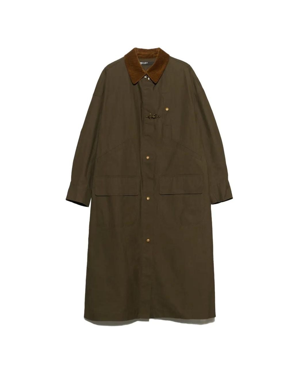 Bimba Y Lola Natural Khaki Maxi-Length Waxed Trench Coat