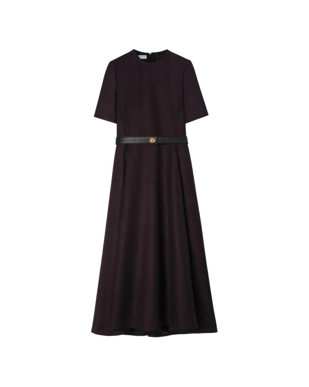 Burberry Black Robe En Laine À Coupe Mi-Longue