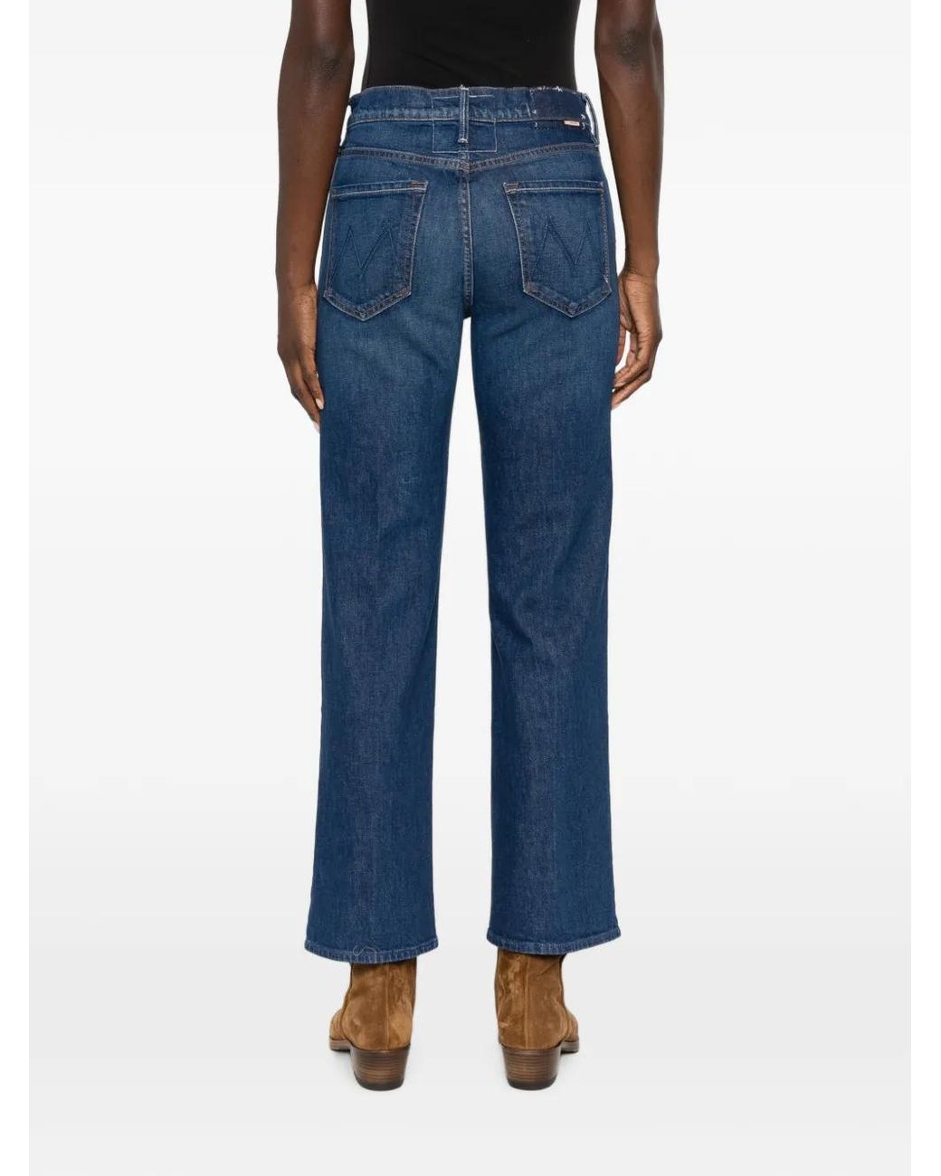 Mother Blue Faded-Effect Whiskered Jeans