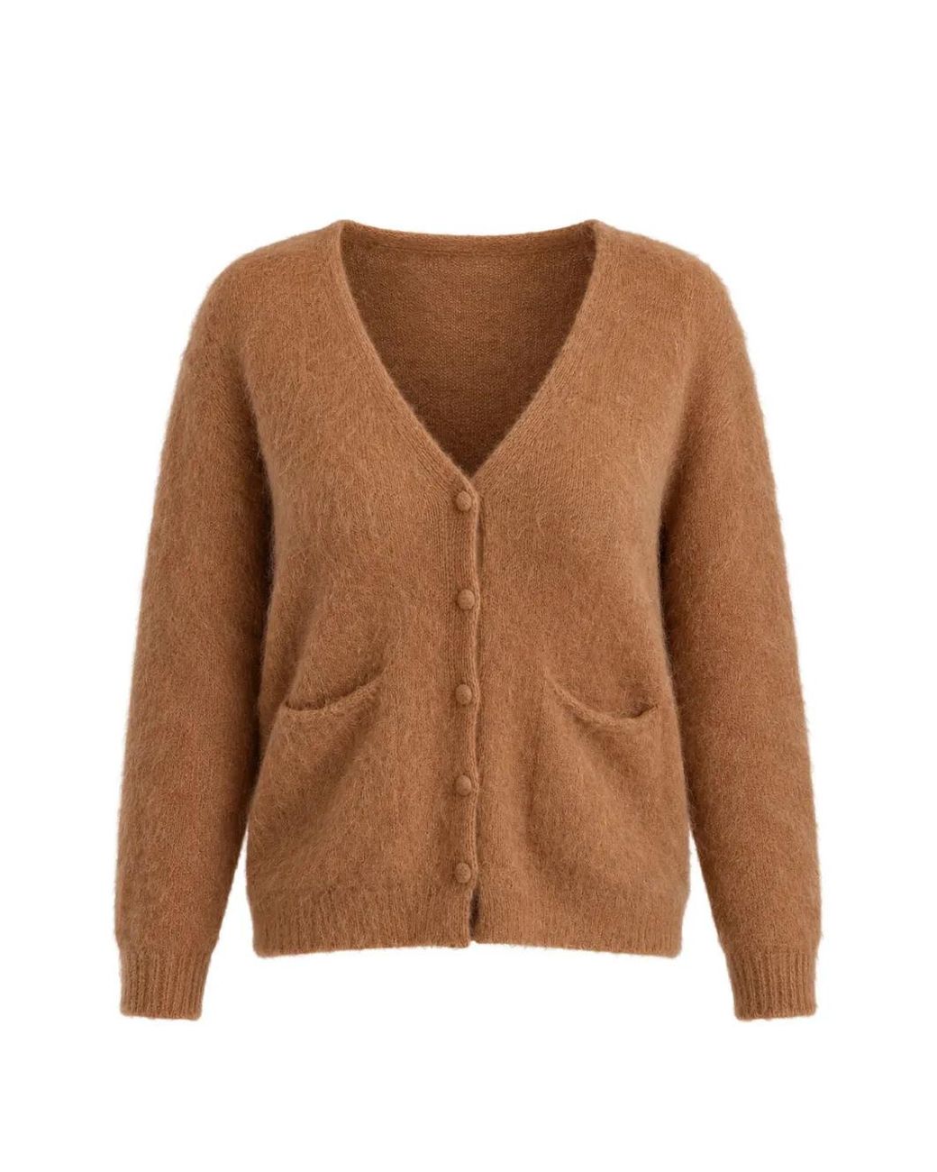 Pink Memories Brown Brushed V-Neck Cardigan