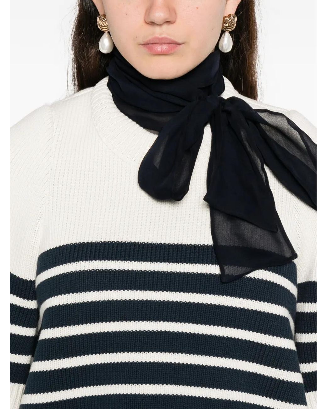 N°21 White Gestreifter Pullover
