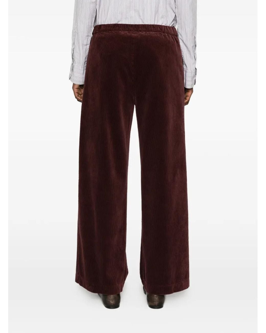 Aspesi White Corduroy Wide-Leg Trousers