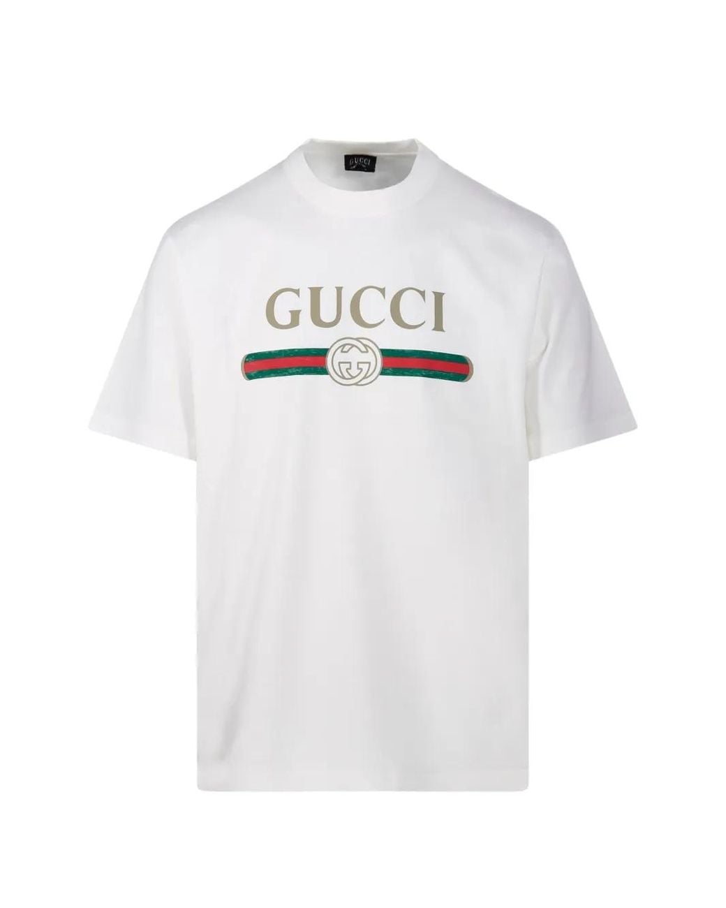 Gucci White Logo Cotton T-Shirt for men