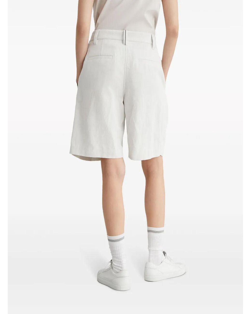 Brunello Cucinelli White Gabardine Bermuda Shorts