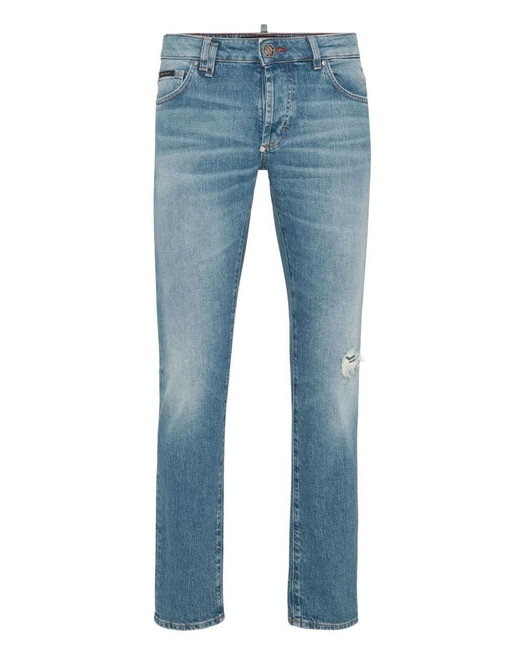 Philipp Plein Blue Logo-Patch Jeans for men