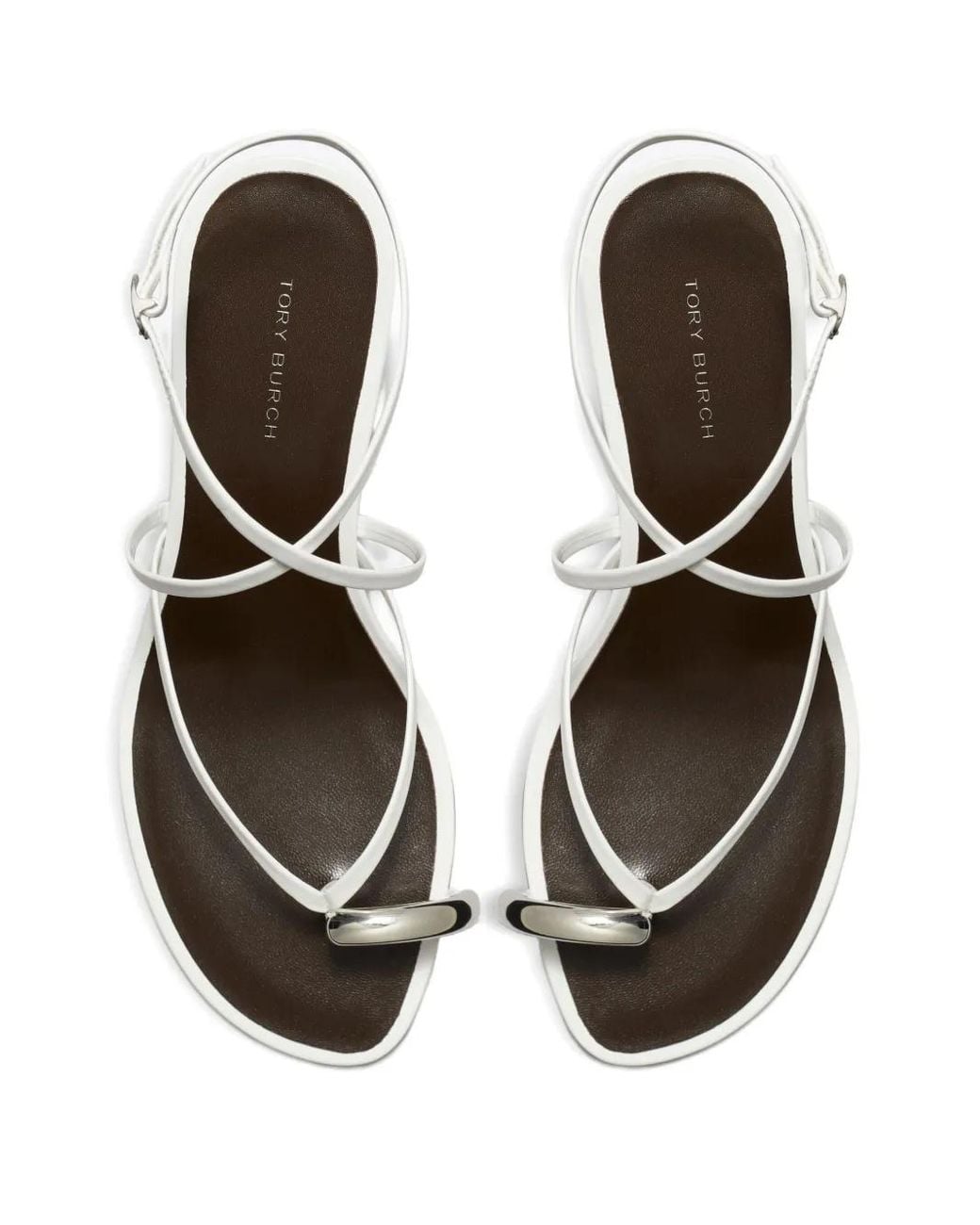 Tory Burch White Pierced Multi-Strap Heeled Sandal