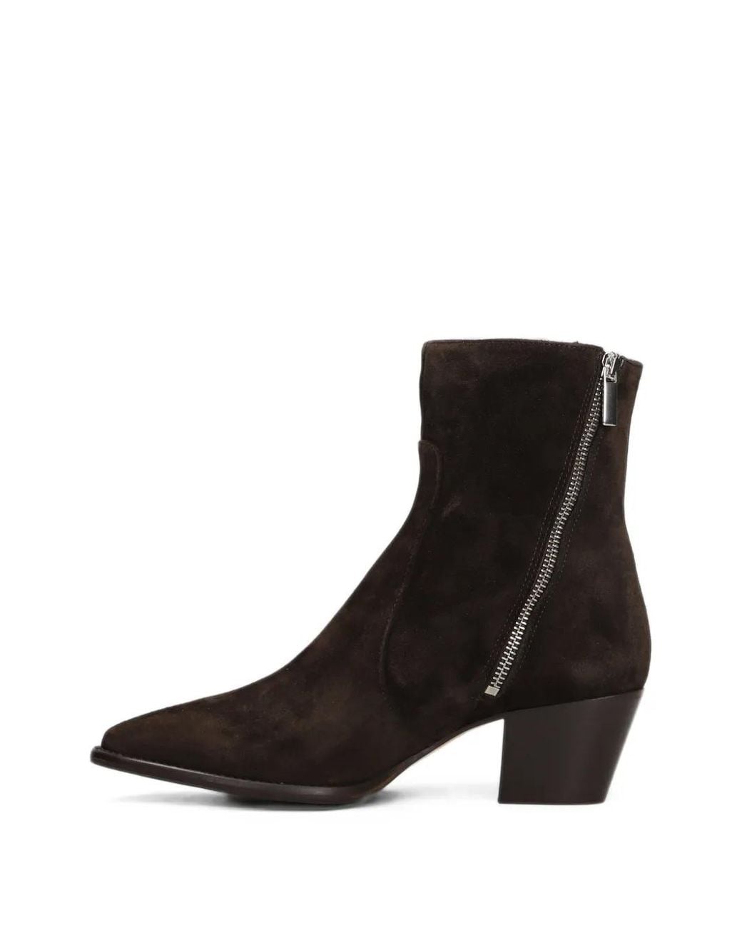 Anna F. Black Suede Side-Zip Ankle Boots