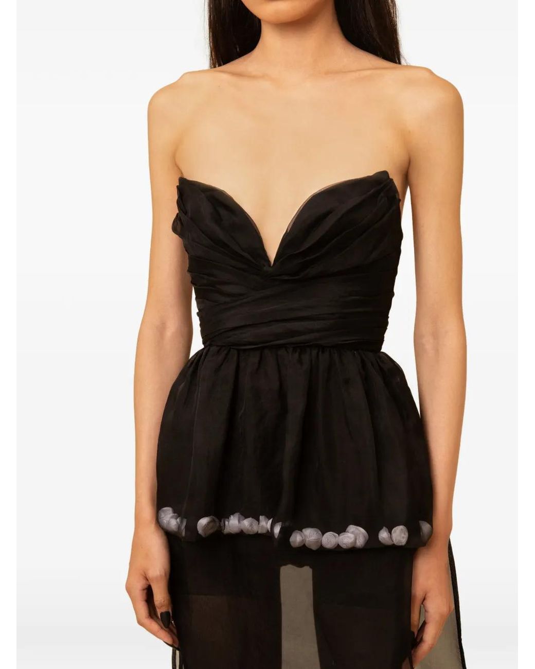 Contessa Mills Black Mary Strapless Peplum Top