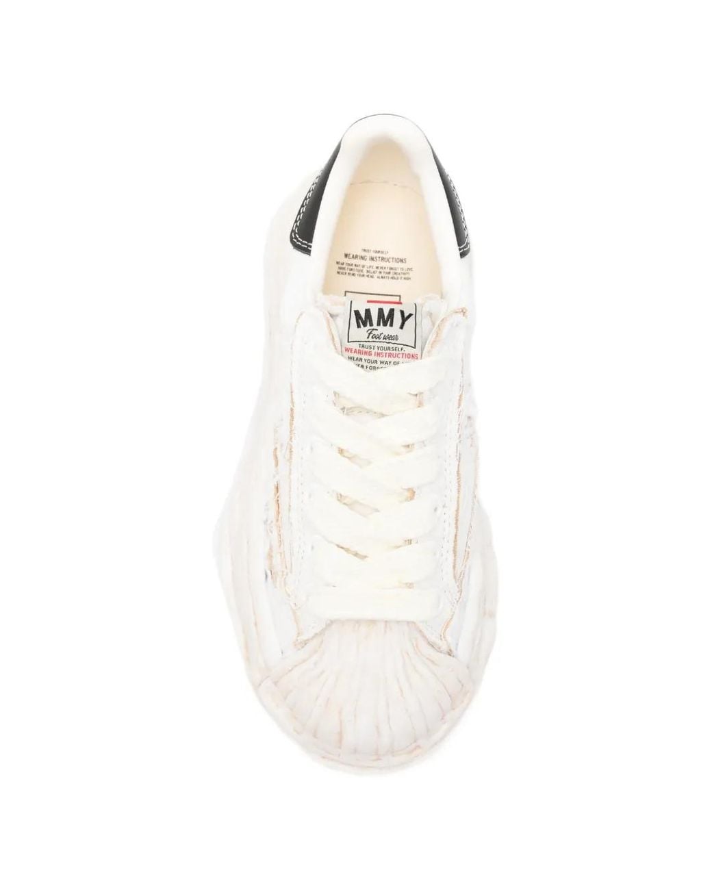 Maison Mihara Yasuhiro White Blakey Og Sole Ripped Overdye Canvas Low-Top Sneakers