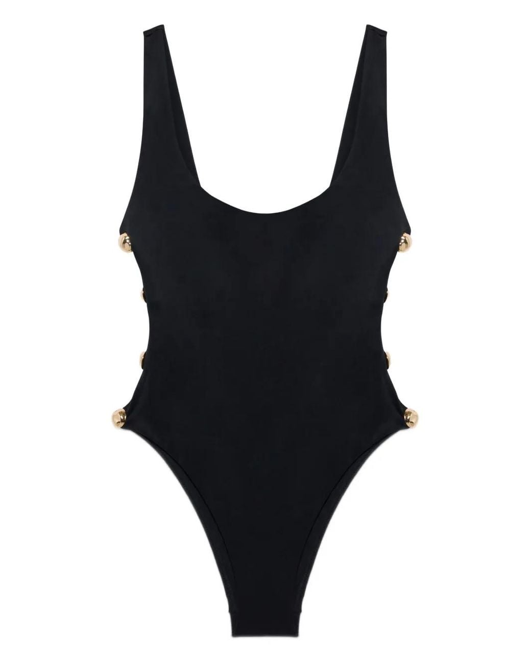 Jonathan Simkhai Black Mona Studded Cut-Out Swimsuit