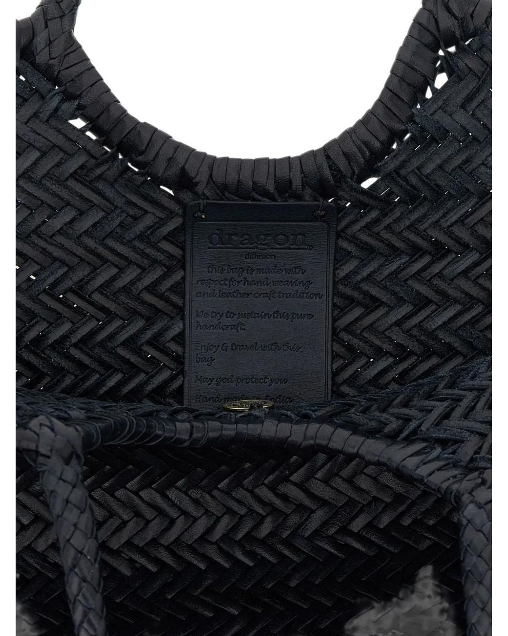 Dragon Diffusion Blue Woven Leather Tote Bag