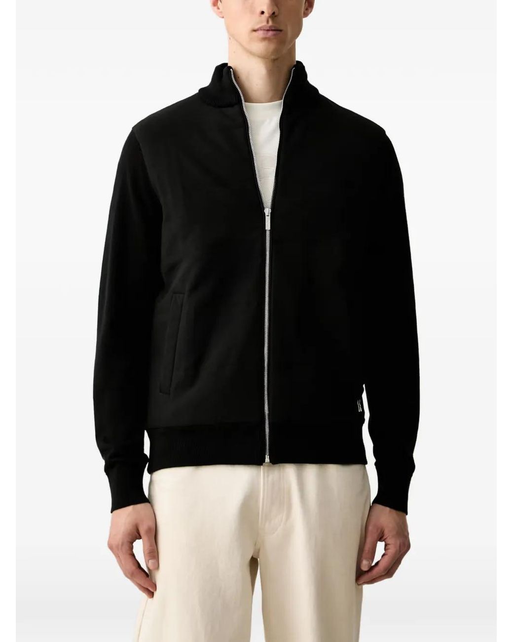Karl Lagerfeld Black Logo-Plaque Zip-Up Jacket for men
