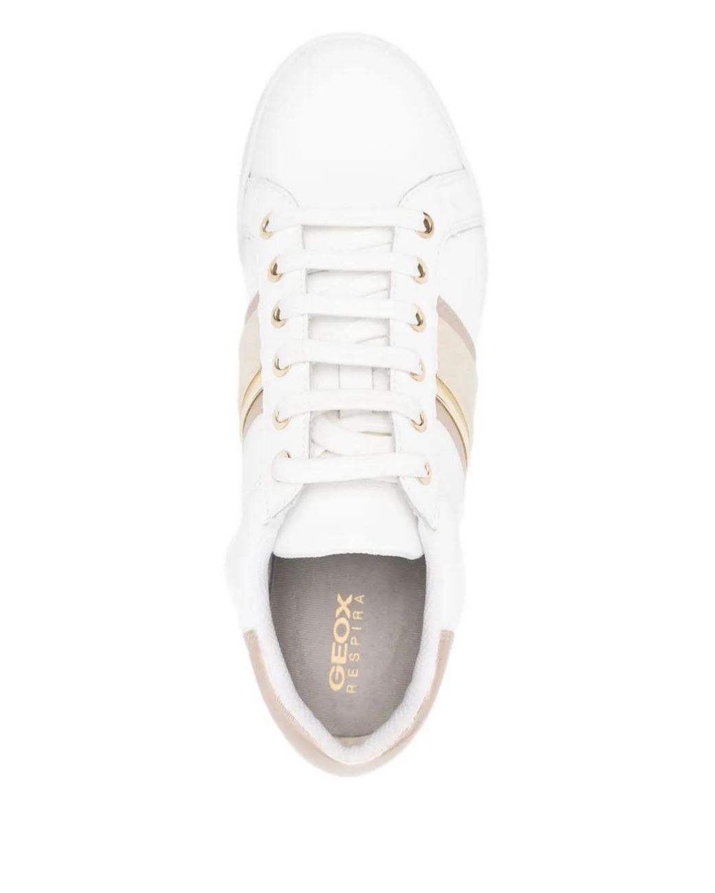 Geox White Jaysen Leather Panelled Lace-Up Sneakers