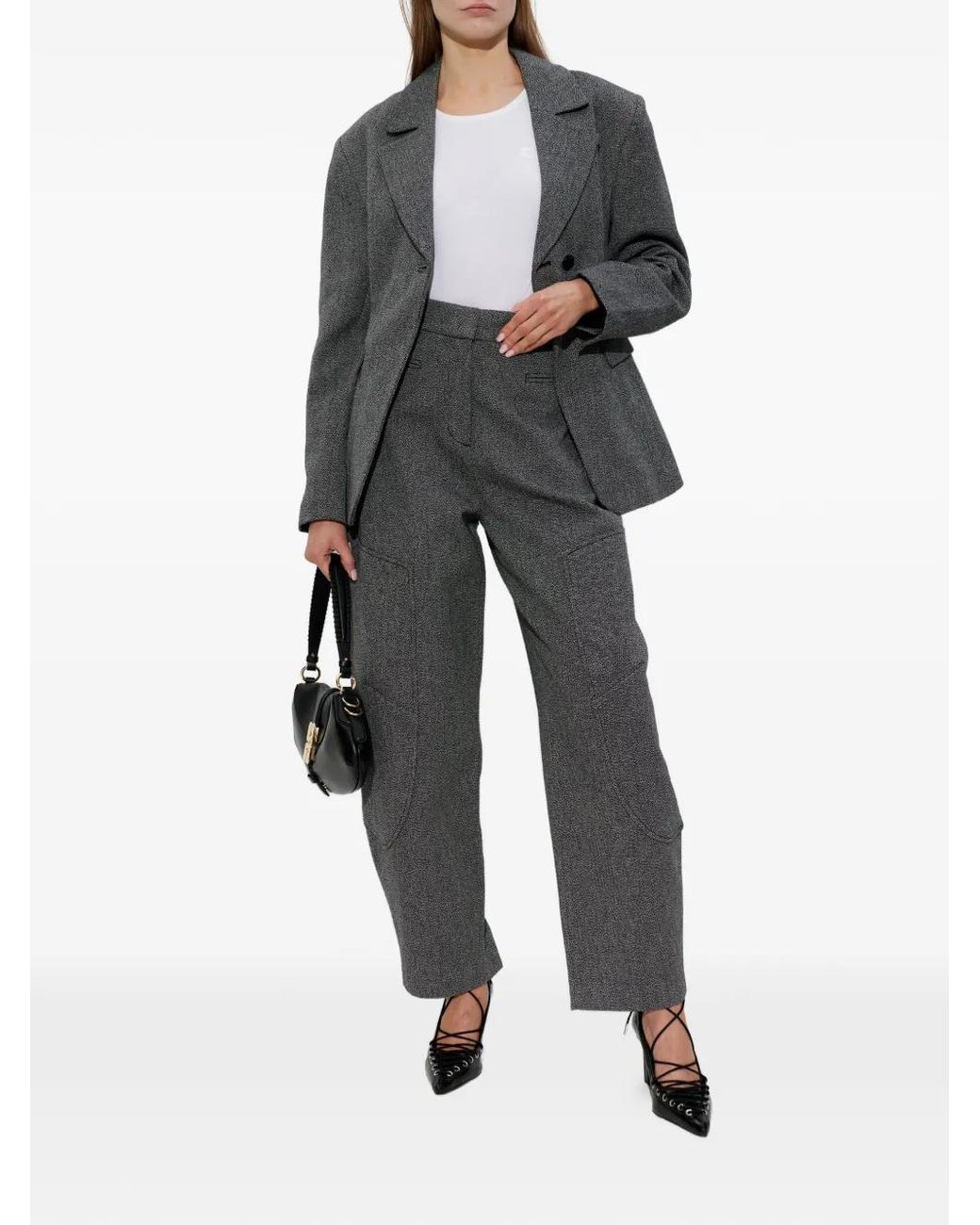 Ganni Gray Blazer With Pockets