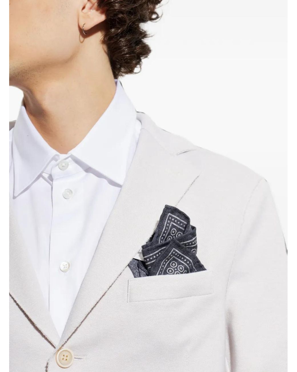 Eleventy Gray Geometric-Print Pocket Square for men