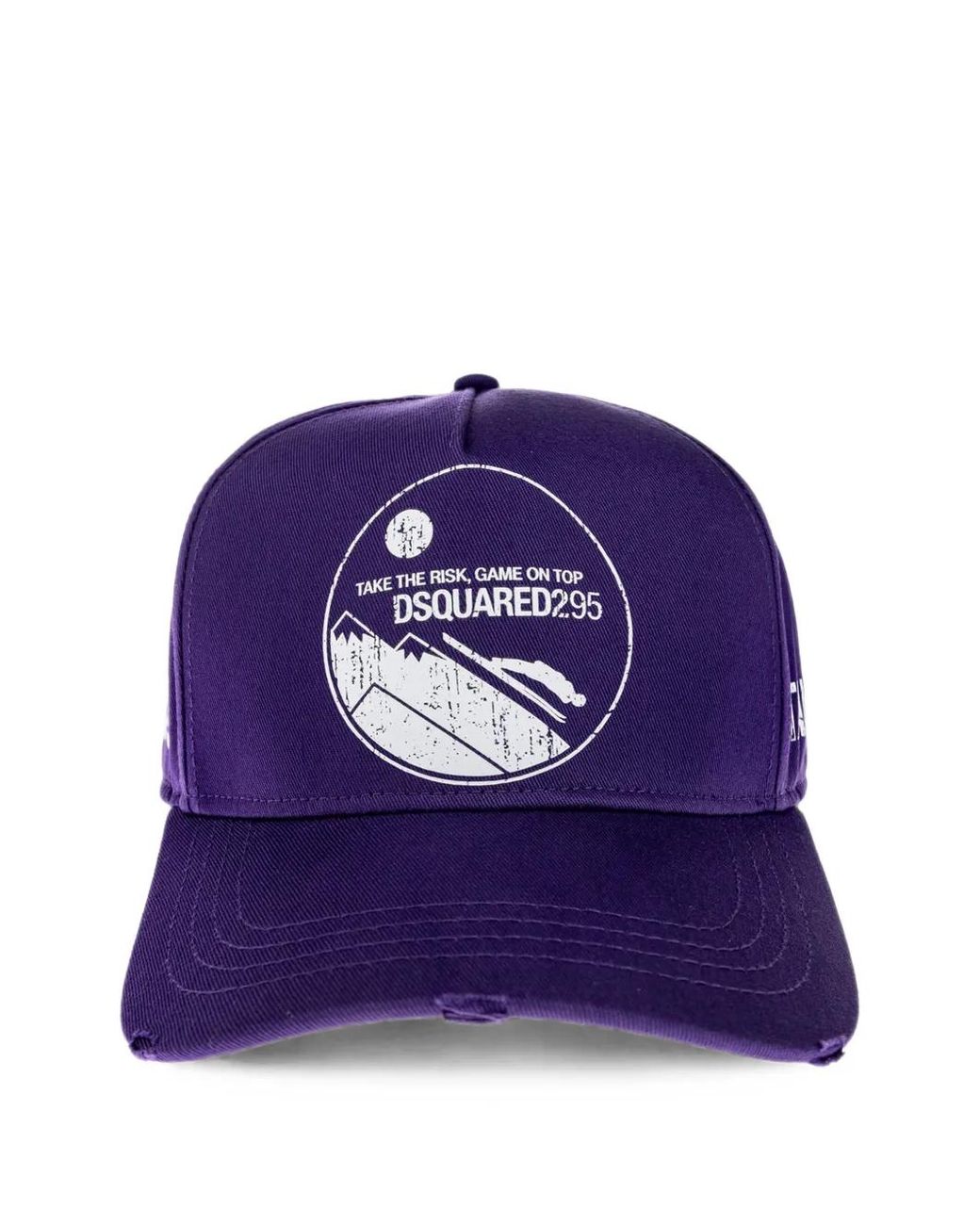 DSquared² Purple Distressed Graphic-Print Baseball Cap for men