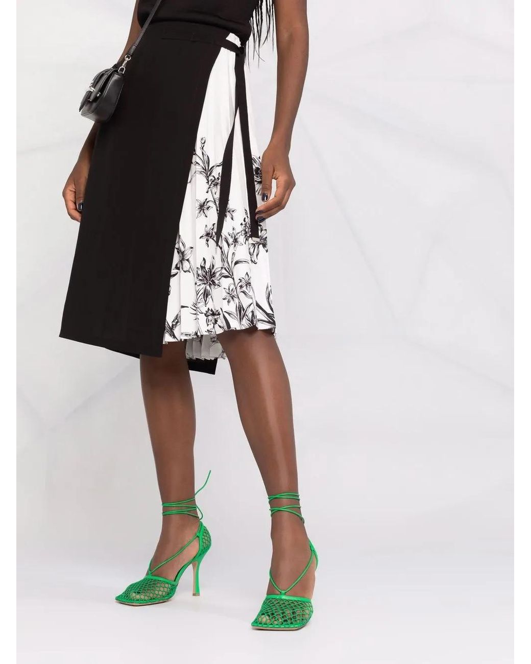 Ferragamo Black Pleated Silk Skirt