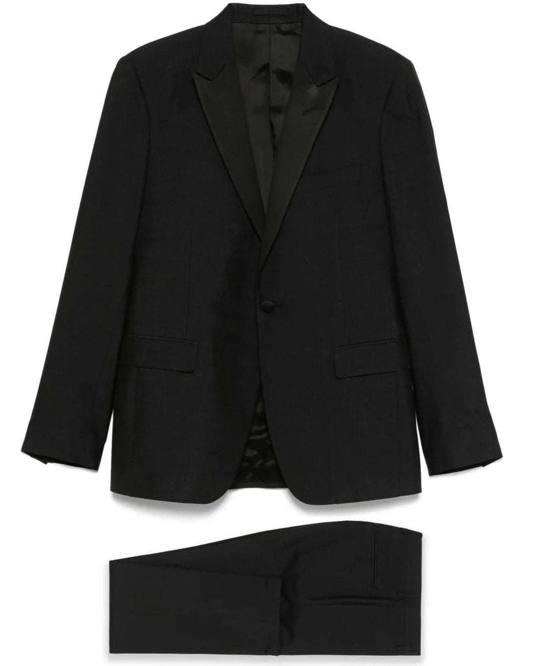 Lardini Black Satin-Lapels Suit for men