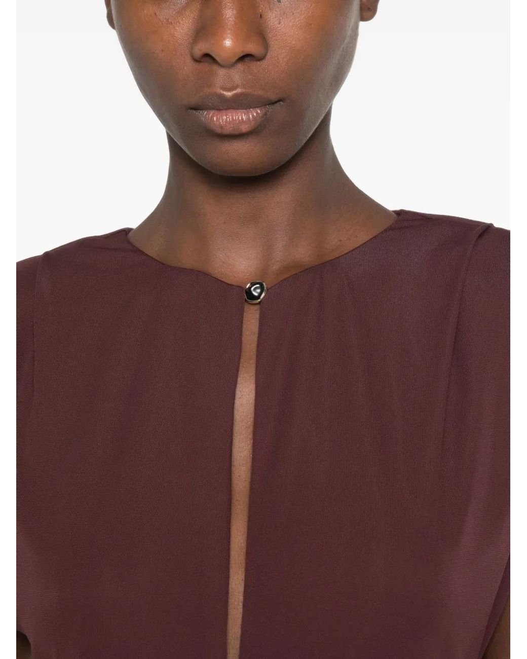 Imperial Purple Ruched Keyhole-Detail Dress