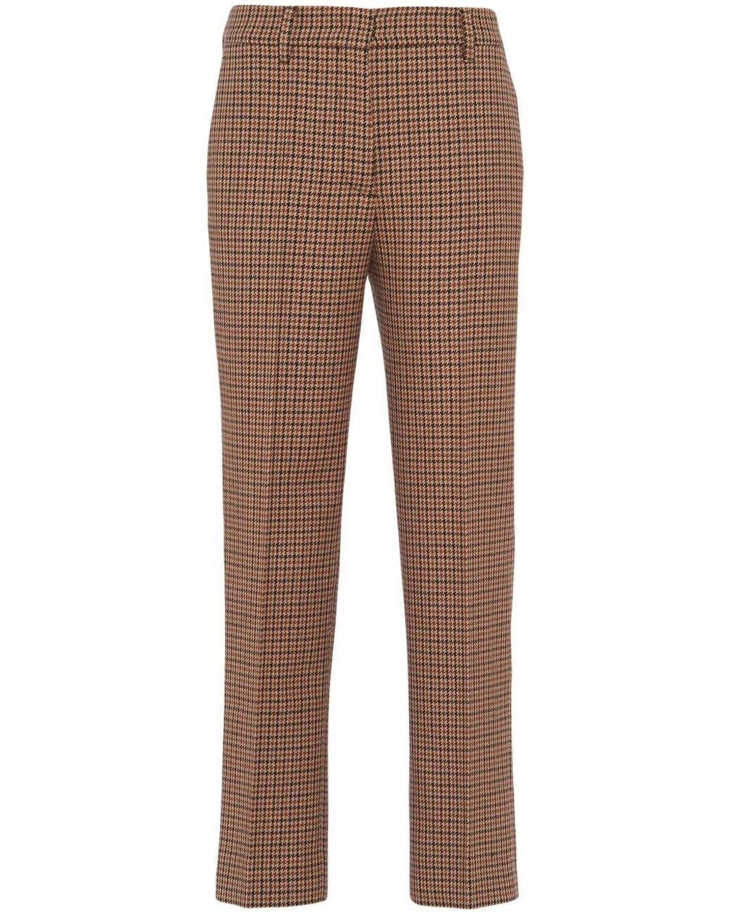 Prada Brown Houndstooth Check Pants