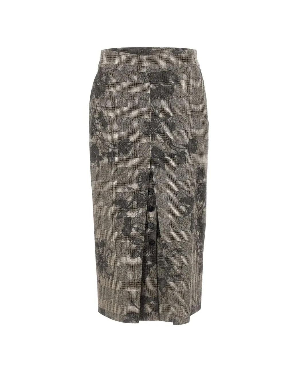 Nissa Gray High-Waisted Midi Skirt