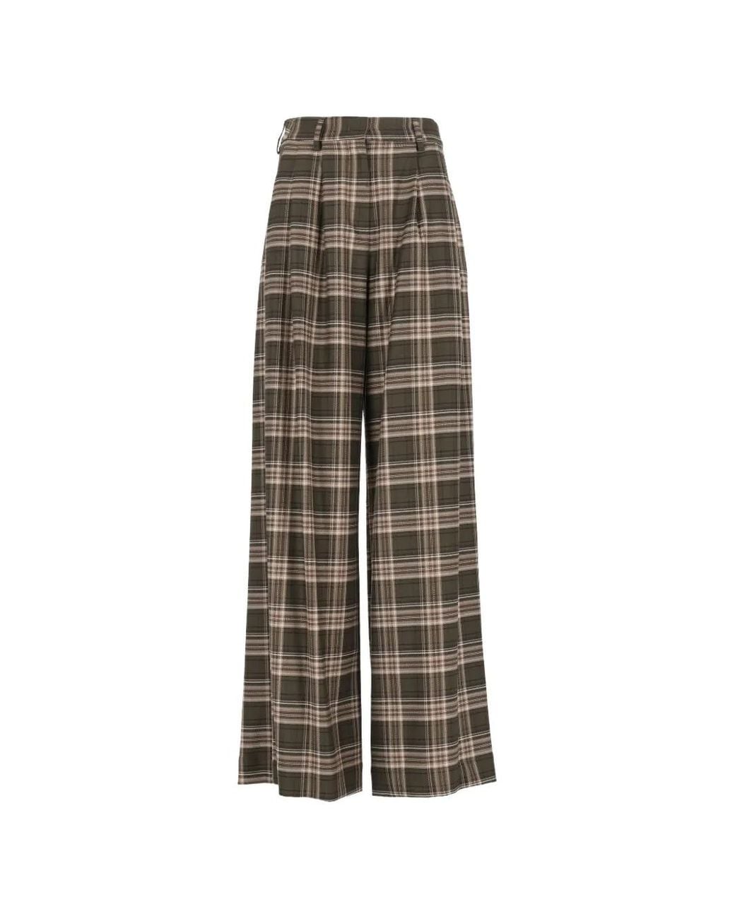 Al Duca D'aosta Natural Check-Pattern Wide-Leg Trousers