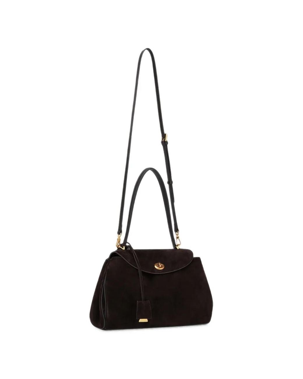 POTAMY Black Twist-Lock Suede Shoulder Bag