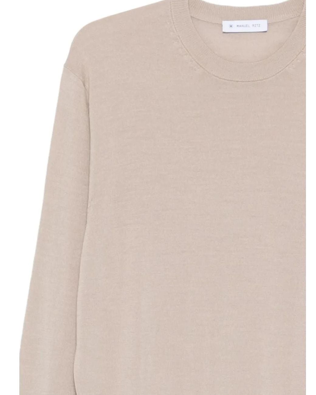 Manuel Ritz Natural Crew-Neck Wool Sweater for men