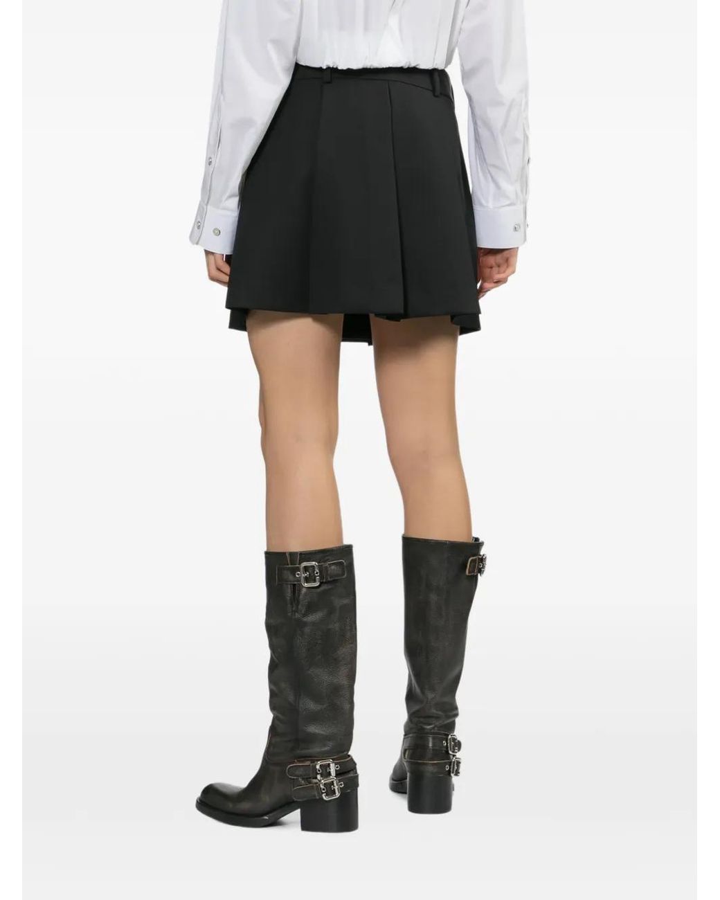 Helmut Lang Black Pleated Mini Skirt