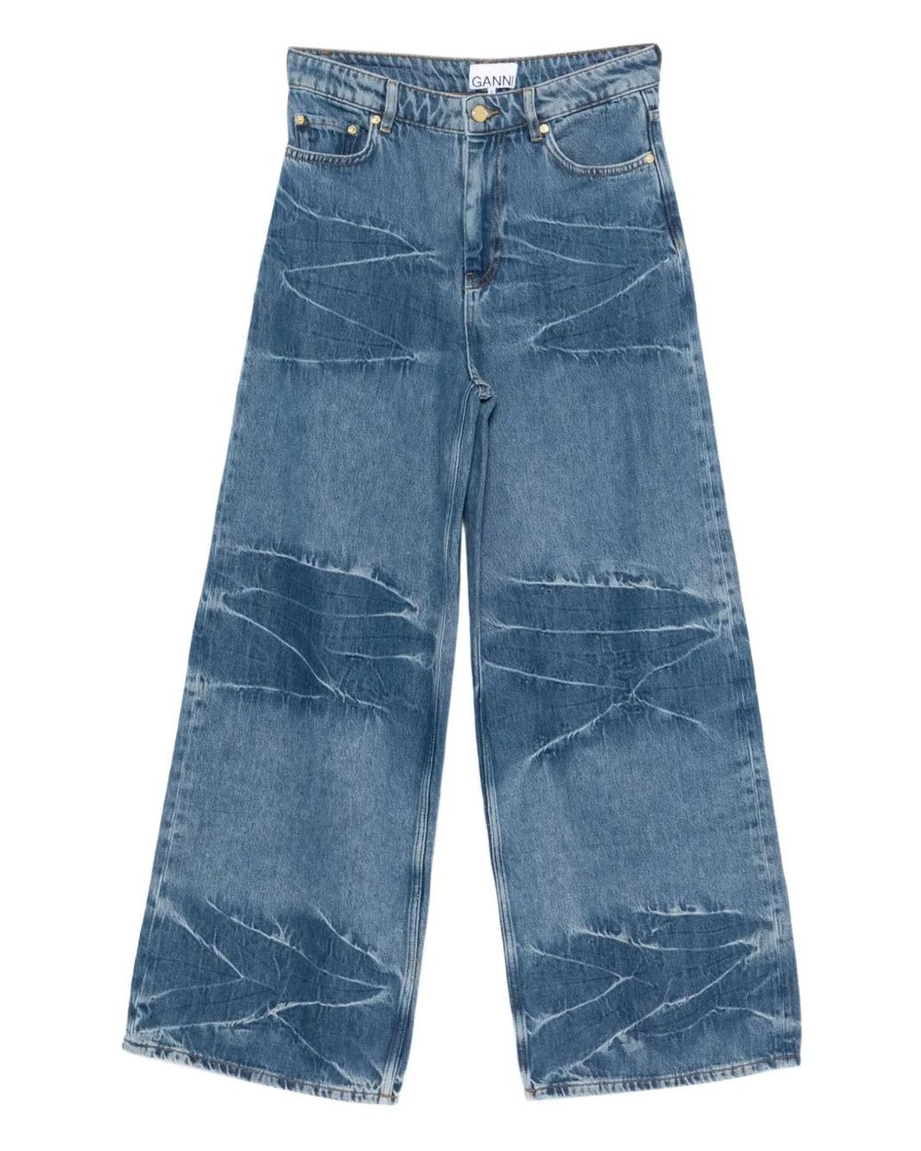Ganni Blue Logo-Patch Jeans