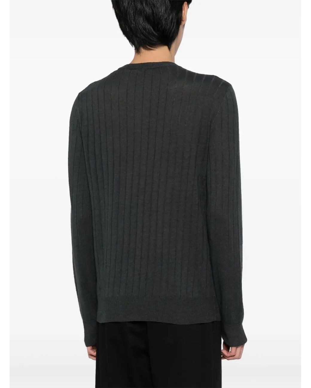 Barena Black Ribbed-Knit Linen-Cotton Jumper for men
