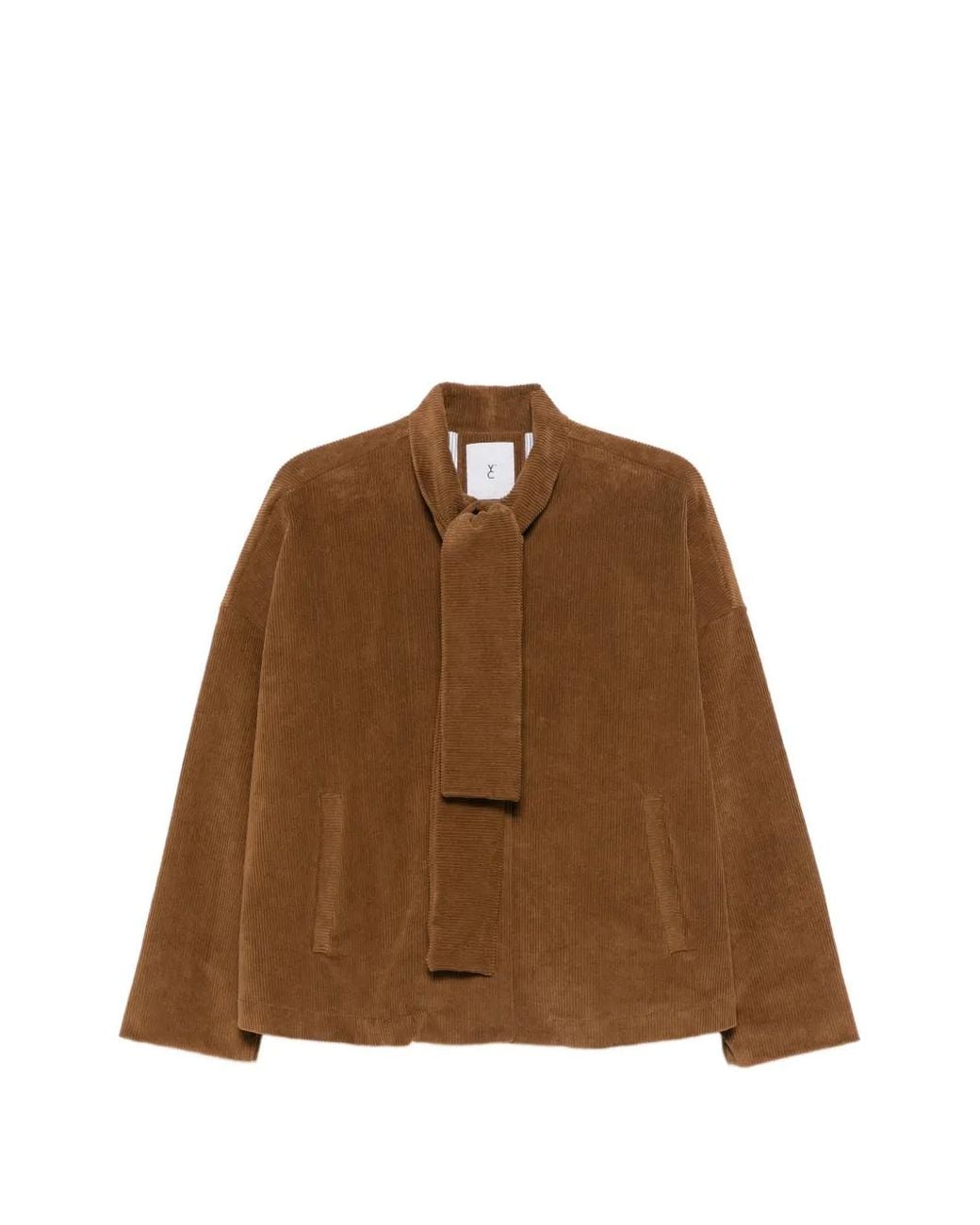 Whyci Brown Corduroy Pussy-Bow Jacket