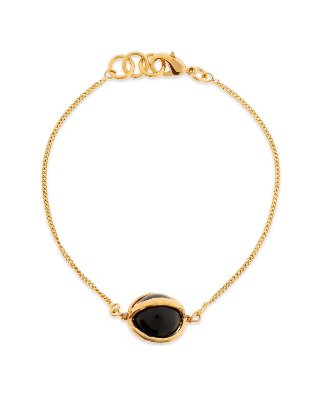 Jil Sander Metallic Stone-Pendant Curb-Chain Bracelet