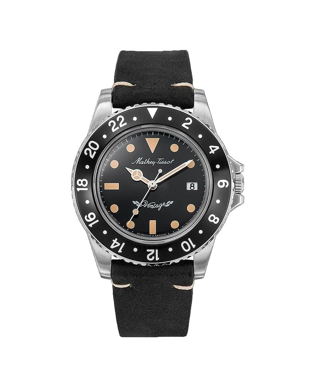 Mathey-Tissot Black Vintage 40Mm Watch for men