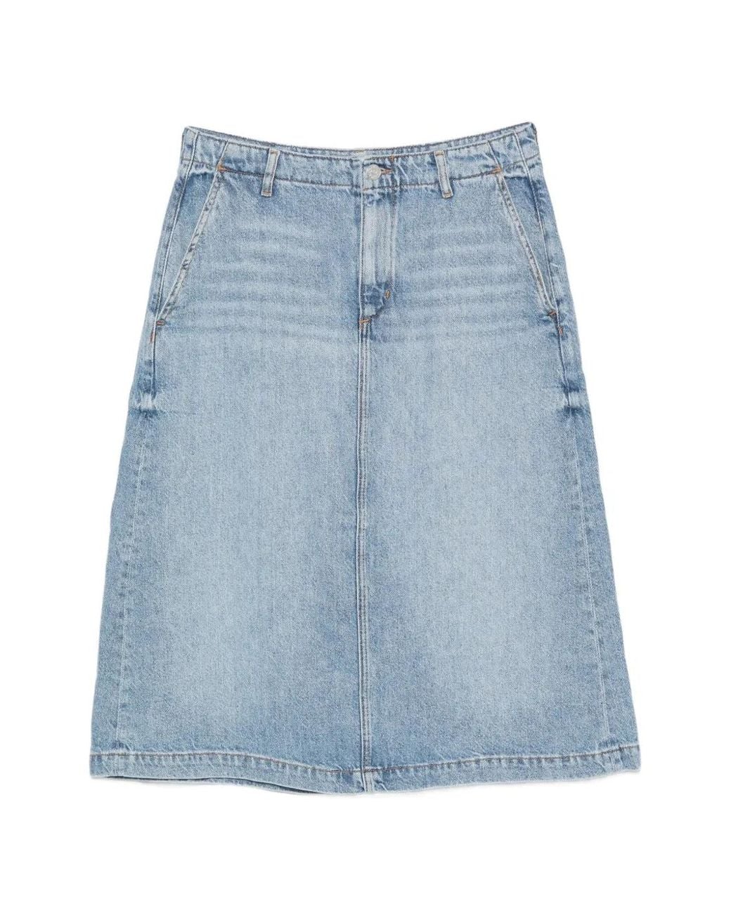 Marc O' Polo Blue Rear-Slit Midi Denim Skirt